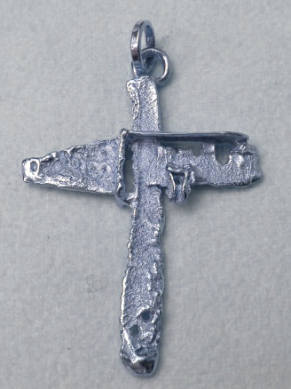 ***Croix PENDENTIF 4x3cm en Bronze Florentin BLEUE + cordon