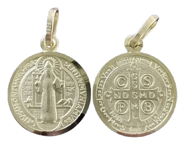 Médaille 15mm en Plaqué Or/Base Argent 925 - ST BENOIT  recto/verso