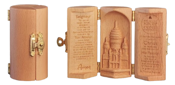 Triptyque en bois massif (Hêtre) - Ht 8cm - BASILIQUE SACRÉ COEUR