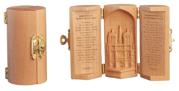 Triptyque en bois massif (Hêtre) - Ht 8cm - CATHÉDRALE ND de PARIS