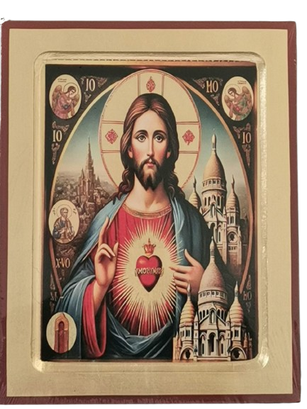 Icône dorée incurvée 14*18,5cm - SACRE COEUR de MONTMARTRE
