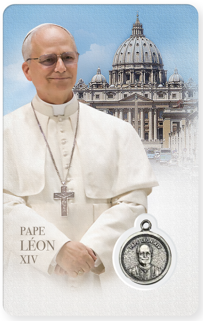 Carte-prière avec insertion PAPE LEON XIV Blanc- italien (x10pièces)